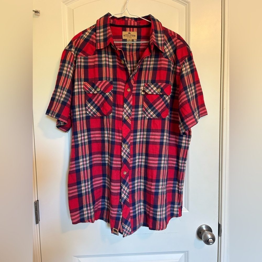 Buffalo Jackson Red and Blue Plaid short sleeve button down Shirt
